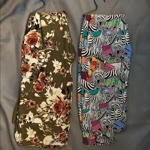 LuLaRoe Floral and Zebra Print Leggings